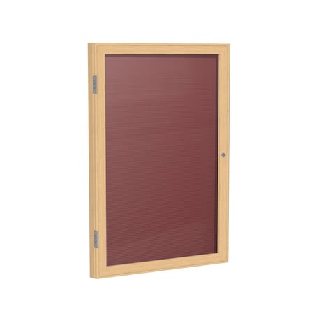 Ghent Enclosed Letter Board, 1 Door, Flannel, Oak Frame, 2 ft H x 18 in W, Burgundy PW12418B-BG